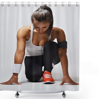 Personality  Beautiful Fitness Woman Shower Curtains