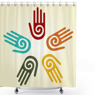 Personality  Hand With Spiral Symbol In A Circle Shower Curtains