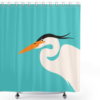 Personality   Heron  Head , Vector Illustration , Flat Style, Profile  Shower Curtains