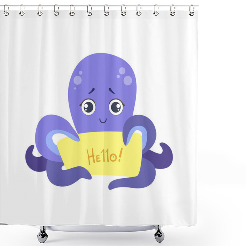 Personality  Octopus With The Template For The Message Shower Curtains