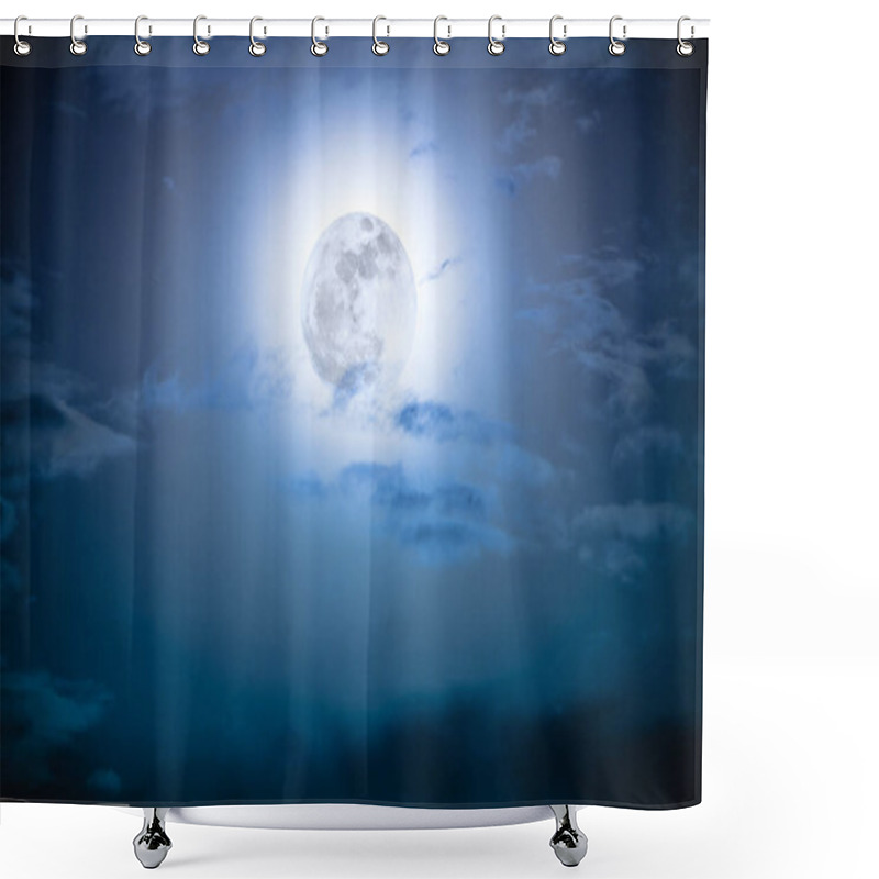 Personality  Nighttime Sky With Clouds And Bright Full Moon With Shiny.   Shower Curtains