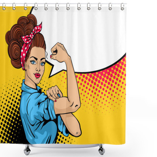 Personality  We Can Do It Poster. Pop Art Sexy Strong Girl. Classical American Symbol Of Female Power,. Shower Curtains