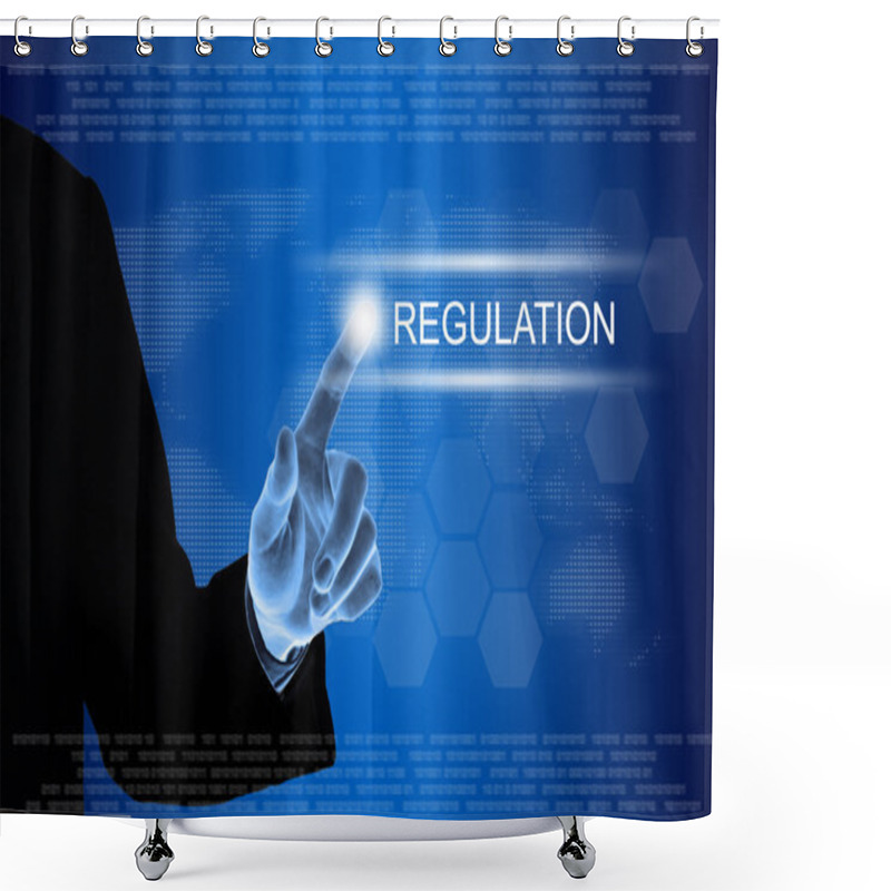 Personality  Business Hand Clicking Regulation Button On Touch Screen  Shower Curtains