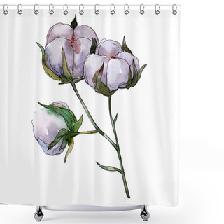 Personality  Cotton Floral Botanical Flower. Wild Spring Leaf Wildflower Isolated. Watercolor Background Illustration Set. Watercolour Drawing Fashion Aquarelle Isolated. Isolated Cotton Illustration Element. Shower Curtains