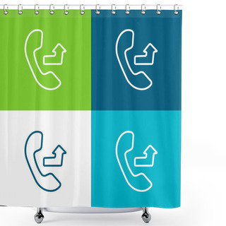 Personality  Auricular With An Outgoing Arrow Sign Flat Four Color Minimal Icon Set Shower Curtains