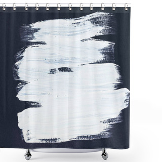 Personality  Abstract Painting With White Brush Strokes On Black Shower Curtains