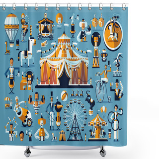 Personality  Circus. Colored Icons Collection Shower Curtains