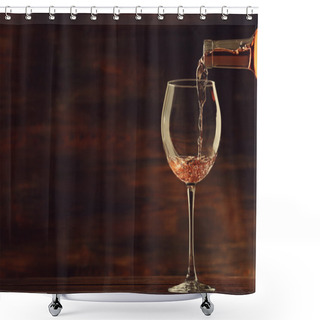 Personality  Rose Wine Pouring In Glass On Wooden Background Shower Curtains