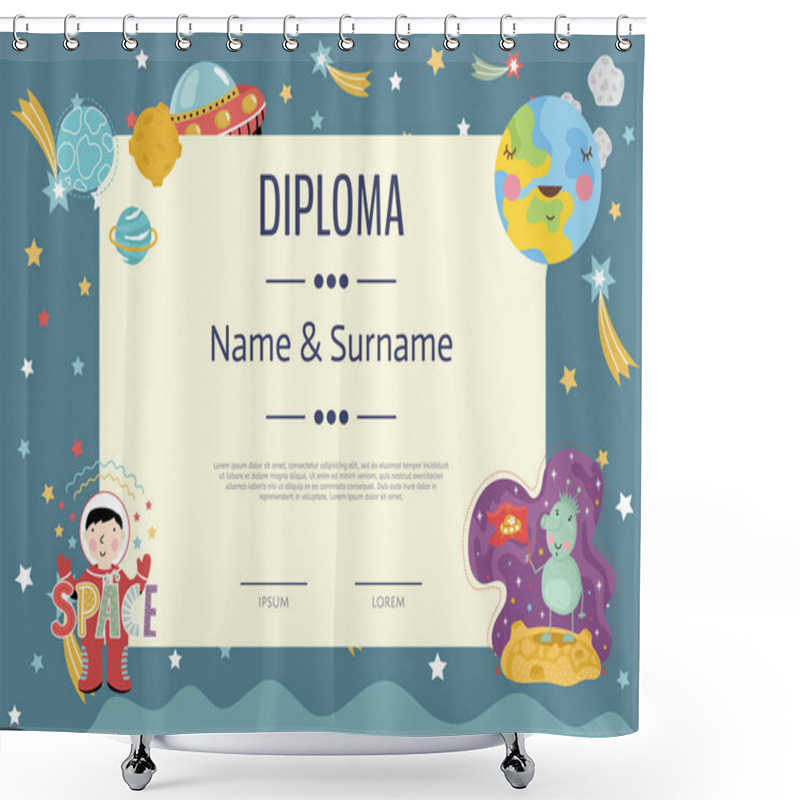 Personality  Diploma Cartoon Vector Template Shower Curtains