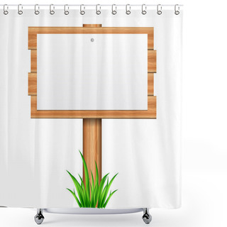 Personality  Vector Illustration Of Paper On Wooden Shower Curtains