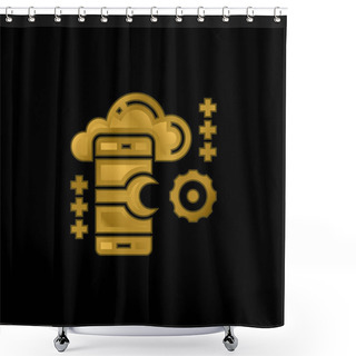 Personality  Application Gold Plated Metalic Icon Or Logo Vector Shower Curtains