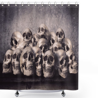 Personality  Stacked Human Skulls Shower Curtains