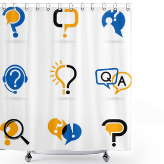 Personality  Set Of Question Mark Icons Shower Curtains