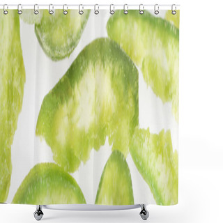 Personality  Close Up View Of Green Sugary Candied Fruit Isolated On White, Panoramic Shot Shower Curtains