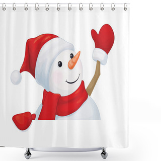 Personality  Fun Snowman Hiding By Blank Shower Curtains
