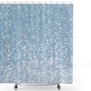 Personality  Beautiful Sparkling Blue Sequins, Fabric With Paillette, Background, Texture For Design, Mock-up Shower Curtains