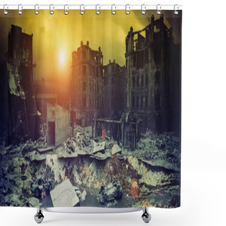 Personality  Apocalyptic City Sunset Shower Curtains