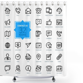 Personality  Outline Web Icons Set - Contact Us Shower Curtains