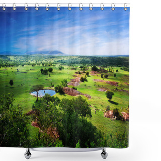 Personality  Savanna In Bloom, In Tanzania, Africa Panorama Shower Curtains