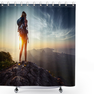 Personality  Hiker Shower Curtains