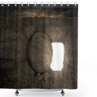 Personality  Tomb Of Jesus Shower Curtains