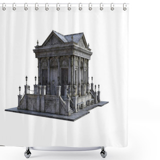 Personality  Old Baroque Building, A Mausoleum With Stairs And Lanterns On A White Background, Which Is Isolated From Multiple Angles For Collage And Further Edits. Shower Curtains