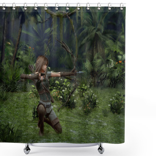Personality  A Little Hunter In The Jungle, 3d CG Shower Curtains