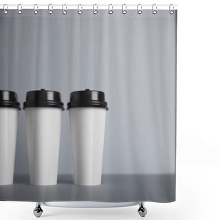 Personality  Three Take Away White Paper Cups Shower Curtains