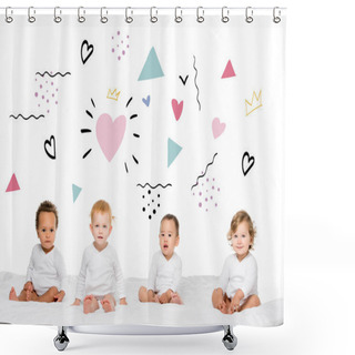 Personality  Multiethnic Toddler Boys And Girls Shower Curtains