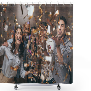 Personality  Young People Celebrating With Confetti  Shower Curtains