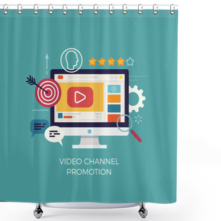 Personality  Modern Flat Vector Video Channel Promotion Concept Illustration. Ideal For Social Media Posts, Marketing, Web And Graphic Design Shower Curtains