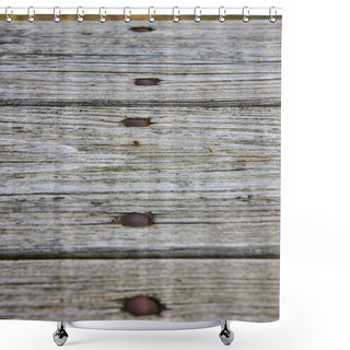 Personality  Close-up Of Aged Wooden Planks At Lindenwood Preserve, Indiana, Showcasing Rustic Charm And Natural Textures In Soft Sunlight. Shower Curtains