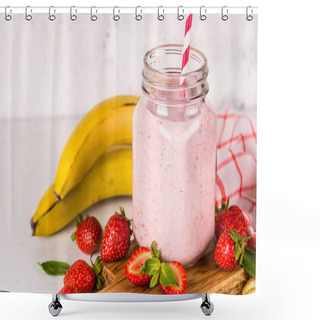 Personality  Strawberry Milkshake Or Smoothie In Mason Jar. Shower Curtains
