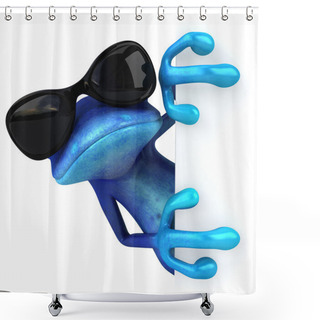 Personality  Blue Frog Shower Curtains