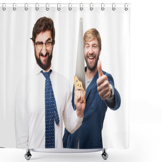 Personality  Businessman With A Saw Shower Curtains