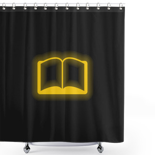 Personality  Book Opened Symmetrical Shape Yellow Glowing Neon Icon Shower Curtains