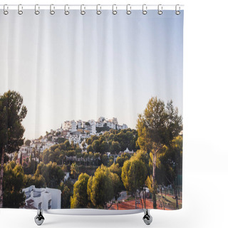 Personality  Beautiful View Of Spanish City Under Clear Sky Shower Curtains