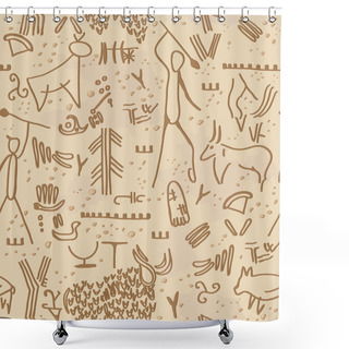Personality  Cave Petroglyphs Shower Curtains