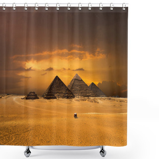 Personality  Pyramids With A Beautiful Sky Of Giza Shower Curtains