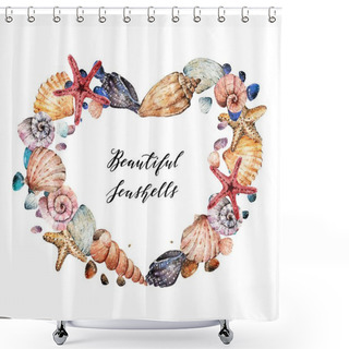 Personality   Watercolor  Beautiful Seashells Shower Curtains