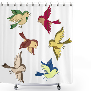 Personality  Set Of Flying Bird Cartoon Shower Curtains