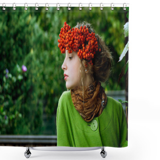 Personality  Girl With A Wreath On The Head Of Rowan Shower Curtains