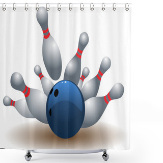 Personality  Bowling Ball And Falling Bowling Pins. Shower Curtains