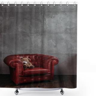 Personality  Teddy Bear On Armchair At Stylish Room In Loft Style Shower Curtains