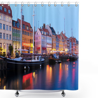 Personality  Evening Scenery Of Nyhavn In Copenhagen, Denmark Shower Curtains