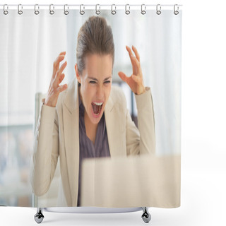 Personality  Stressed Businesswoman With Laptop Shower Curtains