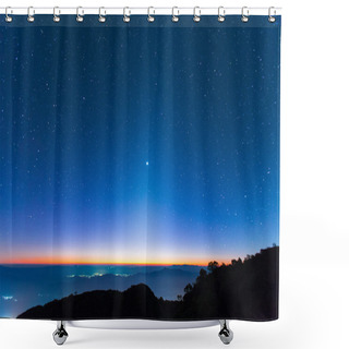 Personality  Zidiacal Light And Starry Sky On Background. Shower Curtains