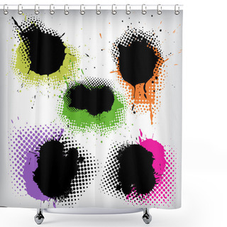 Personality  Grunge Halftone Splodge Shower Curtains