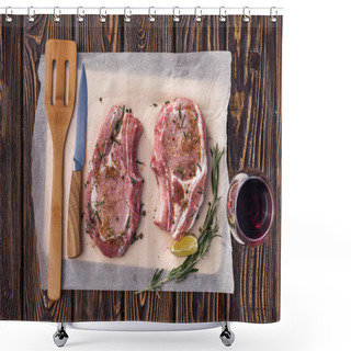 Personality  Raw Meat On Table  Shower Curtains