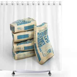 Personality  Cement Bags Stack. Paper Sacks Isolated On White Background. 3d  Shower Curtains